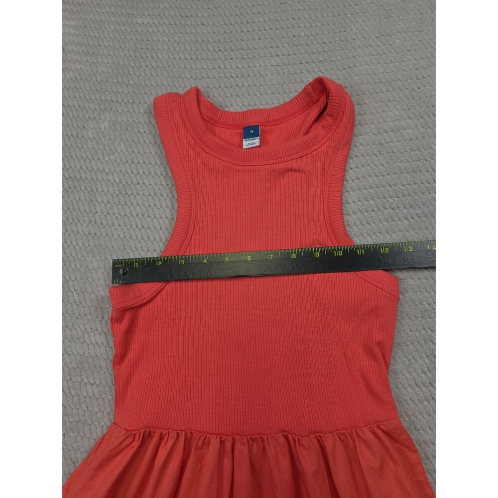 Old Navy Dress Womens Medium Coral Midi Length Ribbed Top Pockets - Picture 4 of 9
